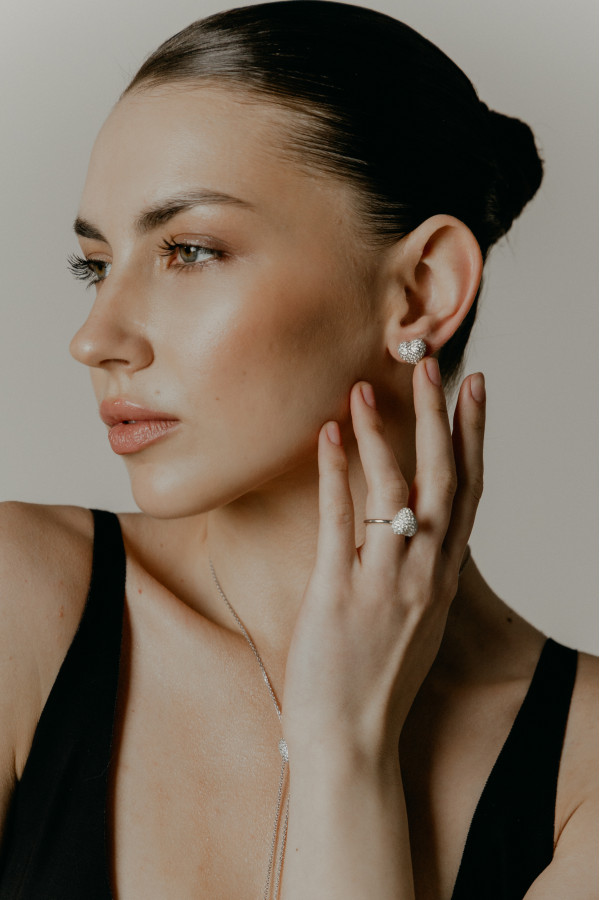 Сережки "Fall in love" white stones