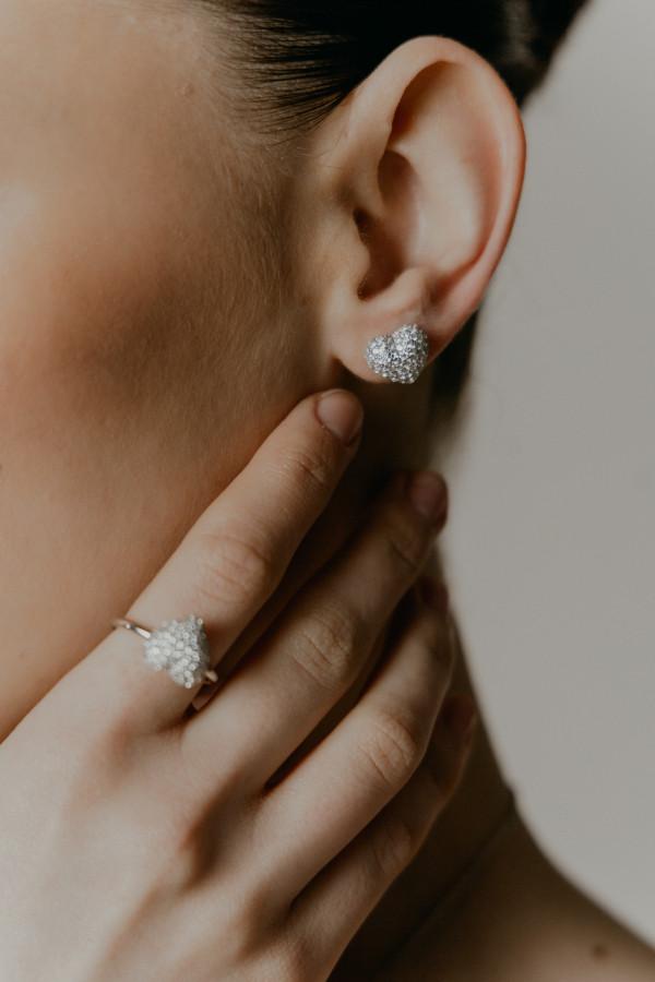 Сережки "Fall in love" white stones