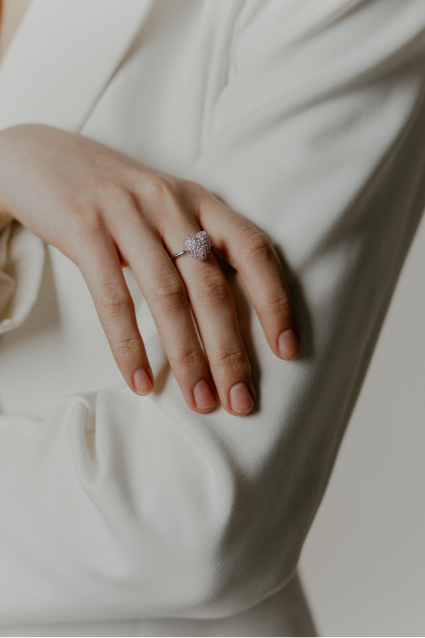 Каблучка "Fall in love"  pink stones