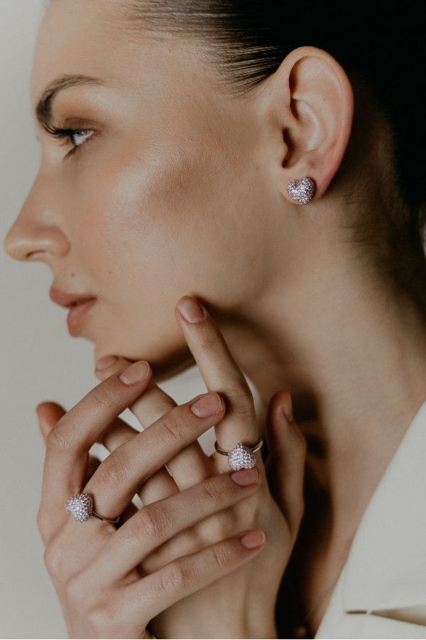 Сережки "Fall in love" pink stones