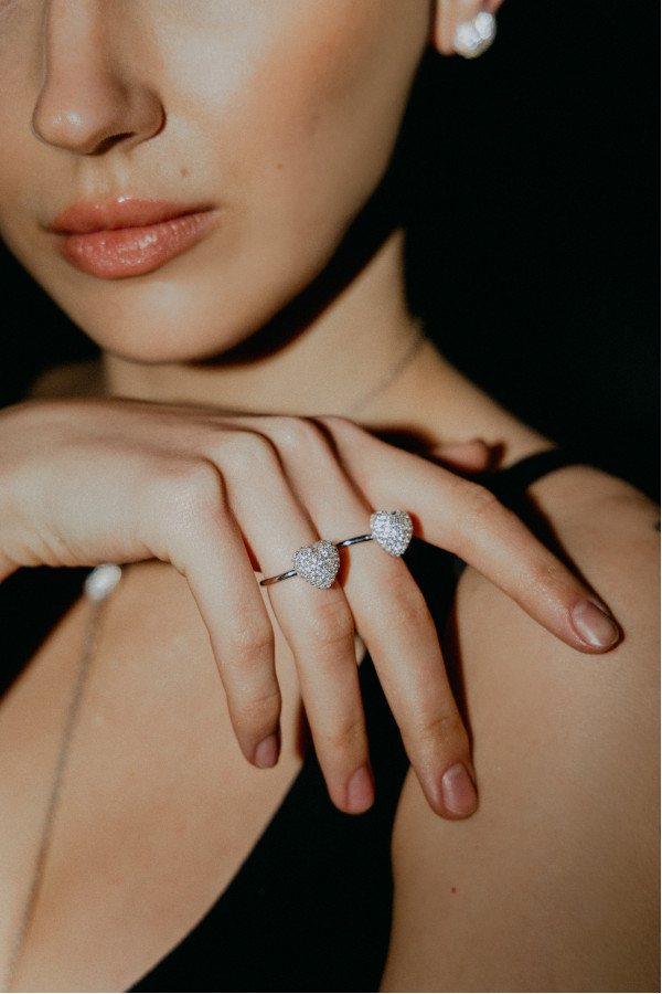 Каблучка "Fall in love"  white stones