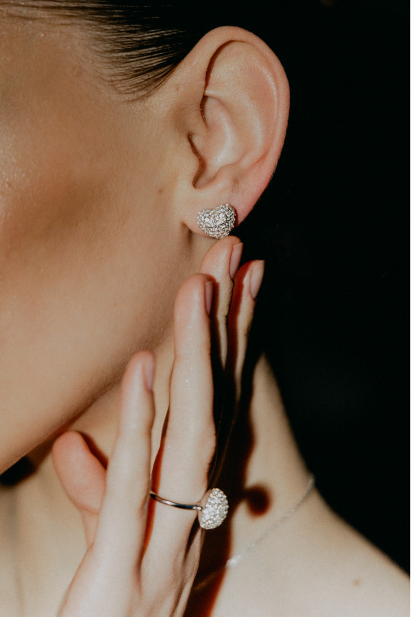 Сережки "Fall in love" white stones